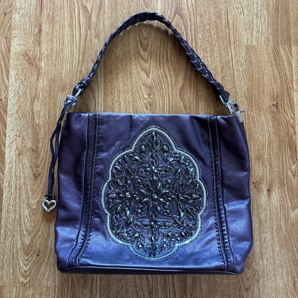 brighton anjulina beaded soft bucket bag